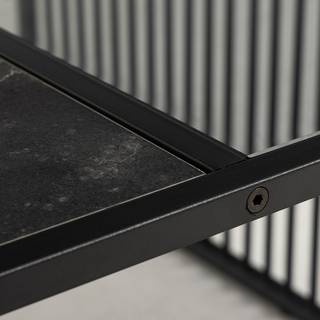 Couchtisch Mephisto 80 cm Rauchglas / Marmor Schwarz Dekor - Schwarz