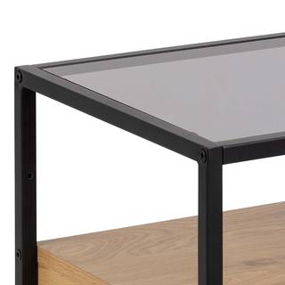 Comodino Ricco Grigio - Materiale a base lignea - Metallo - Vetro - 40 x 60 x 35 cm