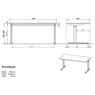 Ensemble de bureau GW-Pasadena II Graphite / Blanc