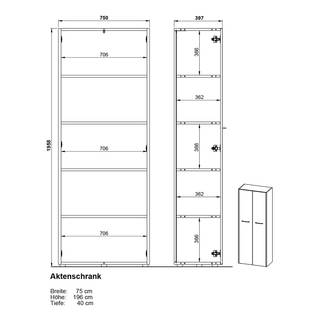 Ensemble de bureau GW-Pasadena II Graphite / Blanc