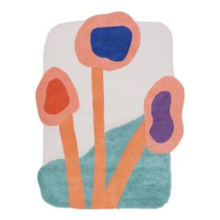 Kurzflorteppich Bings Colorful Poppy Schurwolle - Mehrfarbig - 140 x 140 cm