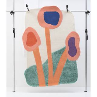 Kurzflorteppich Bings Colorful Poppy Schurwolle - Mehrfarbig - 140 x 140 cm