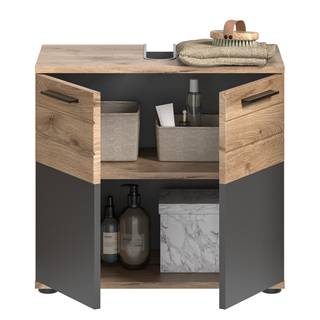Waschbeckenunterschrank Yukon Basalt Grau / Eiche Dekor