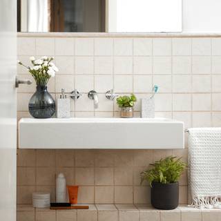 Set bloempotten Low I (3-delig) cement - bruin