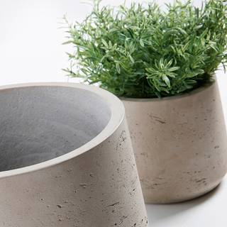 Set bloempotten Low (2-delig) cement - beige