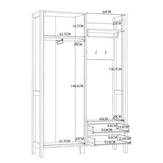 Compacte garderobe Thurles II Sonoma eikenhouten look/wit