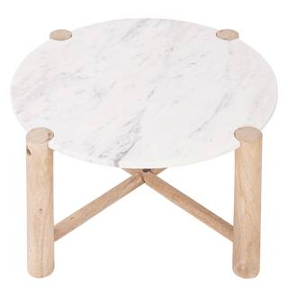 Beistelltisch MARVELOUS Marmor / Mangoholz massiv - Natur / Weiß