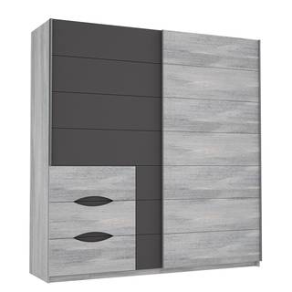 Armoire à portes coulissantes Yutta Imitation chêne gris / Noir