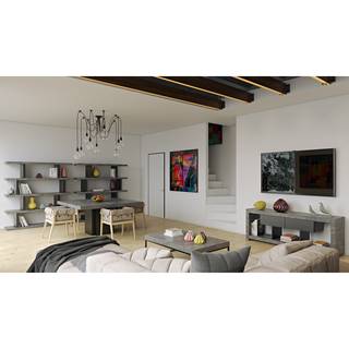 TV-Lowboard Nara Beton Dekor / Schwarz