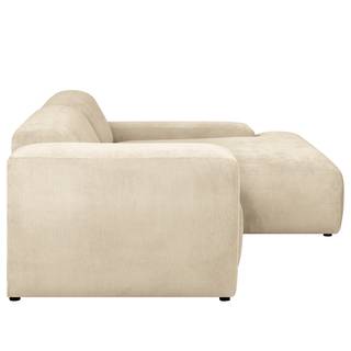 Divano angolare con penisola Lordelo II Velluto a coste Licia: beige - Longchair preimpostata a destra