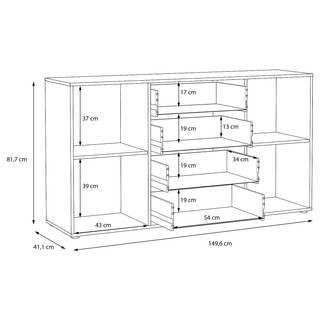 Sideboard Alen Eiche Nelson Dekor / Matt Grau
