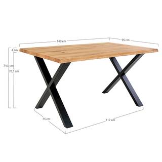 Table Trelleborg I Chêne massif / Métal - Noir / 140 x 95 cm