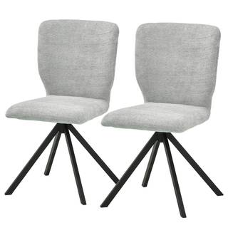 Eetkamerstoel Mooena (set van 2) geweven stof/ijzer - lichtgrijs