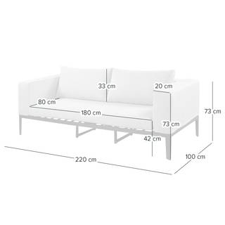 XXL Gartenloungeset ELWAH 4-teilig Webstoff / Aluminium - Hellgrau / Schwarz