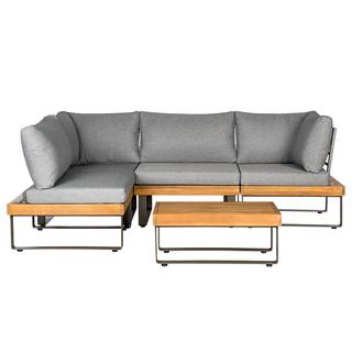 Loungeset Molou (5 delig) geweven stof/acaciahout - grijs/bruin