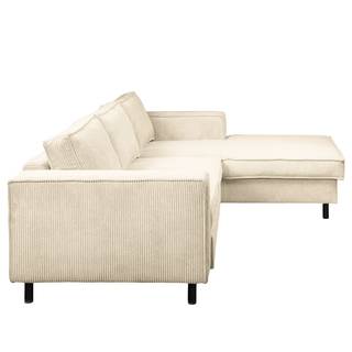 Ecksofa FORT DODGE Cordstoff Poppy: Beige  - Longchair davorstehend rechts - Mit Schlaffunktion