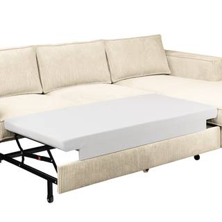 Ecksofa FORT DODGE Cordstoff Poppy: Beige  - Longchair davorstehend rechts - Mit Schlaffunktion