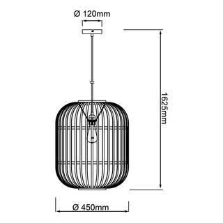Hanglamp Woodrow massief bamboehout / ijzer - 1 lichtbron - Beige