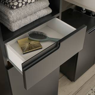 Set di mobili da bagno Larado I (3) Illuminazione inclusa - Nero opaco
