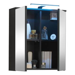 Set di mobili da bagno Larado I (3) Illuminazione inclusa - Nero opaco