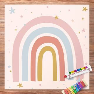 Tappeto Arcobaleno con stelle Vinile / Poliestere - 140 x 140 cm