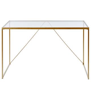 Schreibtisch Glam Stahl / Sicherheitsglas - 120 x 60 cm - Gold
