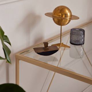 Schreibtisch Glam Stahl / Sicherheitsglas - 120 x 60 cm - Gold