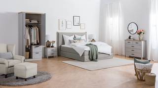 Armadio con ante battenti Collone Grigio chiaro / Effetto quercia Artisan - Larghezza: 96 cm