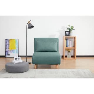 Schlafsessel Elands Buche Natur Antiklederlook - Microfaser Ehmi: Schieferblau