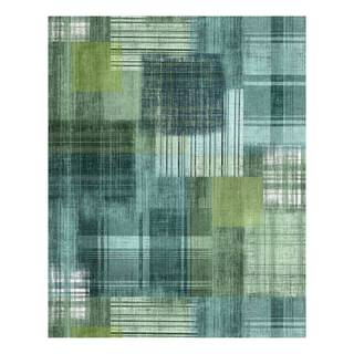 Fotomurale Patchy Plaid Tessuto non tessuto - Verde / Blu - 200 x 250 cm