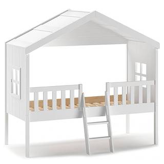 Huisbed Amelie grenenhout/MDF - wit - 90 x 200 cm