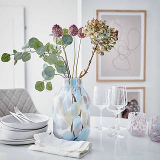 Vase KONFETTI Typ B Klarglas - Hellblau / Hellrosa