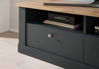Parete attrezzata di 4 mobili Taania A Antracite / Effetto rovere