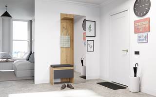 Compacte garderobe Kilden donkergrijs/eikenhouten look