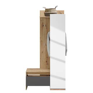 Compacte garderobe Kilden donkergrijs/eikenhouten look