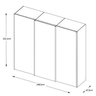 Zweefdeurkast Includo type A Bleekgroen - Breedte: 249 cm - Comfort - Grijs