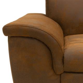 Canapé d’angle Charlo Aspect cuir vieilli - Microfibre Medea: Marron foncé - Méridienne courte à droite (vue de face) - Avec fonction couchage