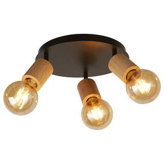 Lampada con 3 punti luce Kergant Acciaio / Legno - Nero