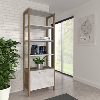 Open kast Ludwig witte pijnboomhouten look/antieke eikenhouten look