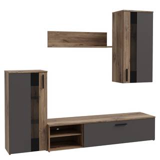 Wandmeubelset Gureda 4-delig grijs/oud houten look