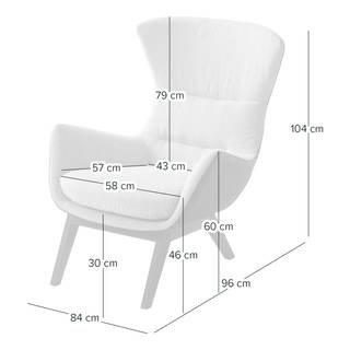 Fauteuil HEPBURN met houten pootjes geweven stof - Geweven stof Milan: Lichtgrijs - Donkere eikenhout
