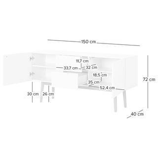 Sideboard LINDHOLM - Breite 150 cm Weiß