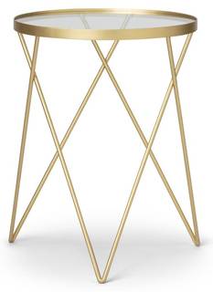 Runder Beistelltisch aus Glas Gold - Glas - Metall - 36 x 48 x 36 cm