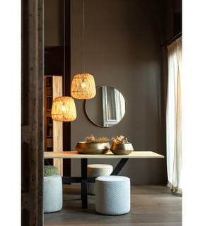 Hocker Rund Sara Weiß - Textil - 46 x 46 x 46 cm