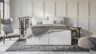 Clara Boxspringbett mit Bettkästen Silber