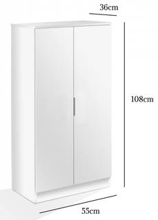 Multifunktions-Kleiderschrank mit zwei Weiß - Holzwerkstoff - 36 x 108 x 55 cm