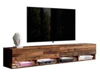 FURNIX meuble tv ALYX avec LED Marron - Bois manufacturé - 200 x 34 x 32 cm