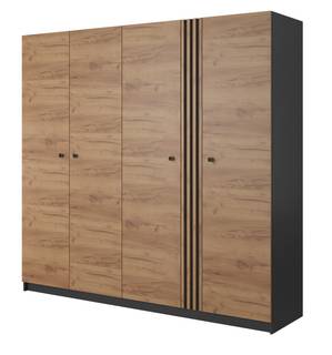 Drehtürenschrank DECO LED Beige - Grau - Holzwerkstoff - Kunststoff - 220 x 209 x 54 cm
