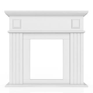 Bordure de cheminée blanc Blanc - En partie en bois massif - 109 x 100 x 26 cm