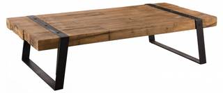 Table basse rectangulaire Marron - Bois massif - 71 x 35 x 140 cm